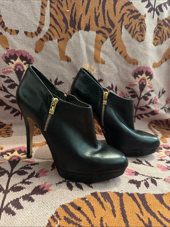 Michael Kors Shoes - Michael Kors High-Heel Ankle Booties with Gold Zipper